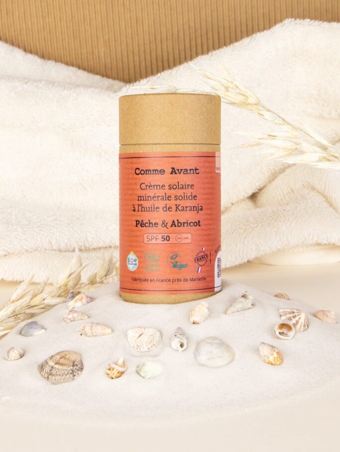 SPF50 Solid Mineral Sunscreen with Karanja Oil – Peach &Apricot