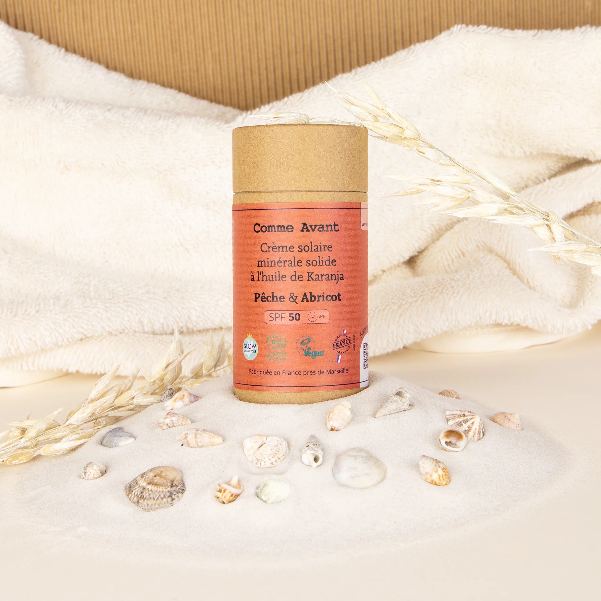 SPF50 Solid Mineral Sunscreen with Karanja Oil – Peach &Apricot