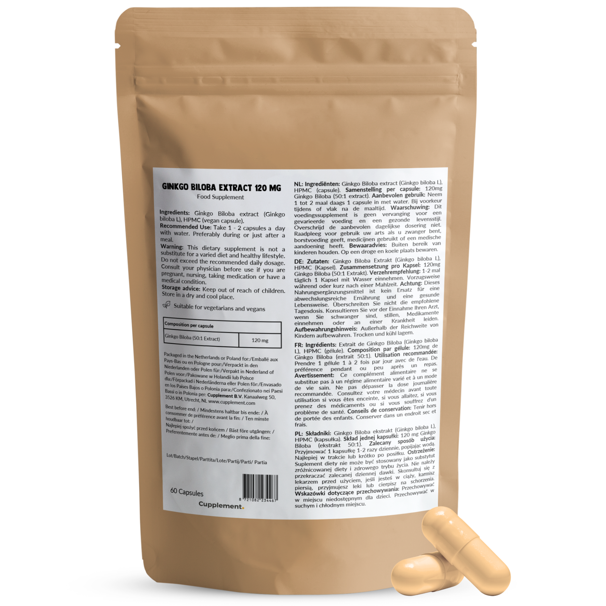 Ginkgo Biloba – 50:1 Extract – 120 MG per Capsule