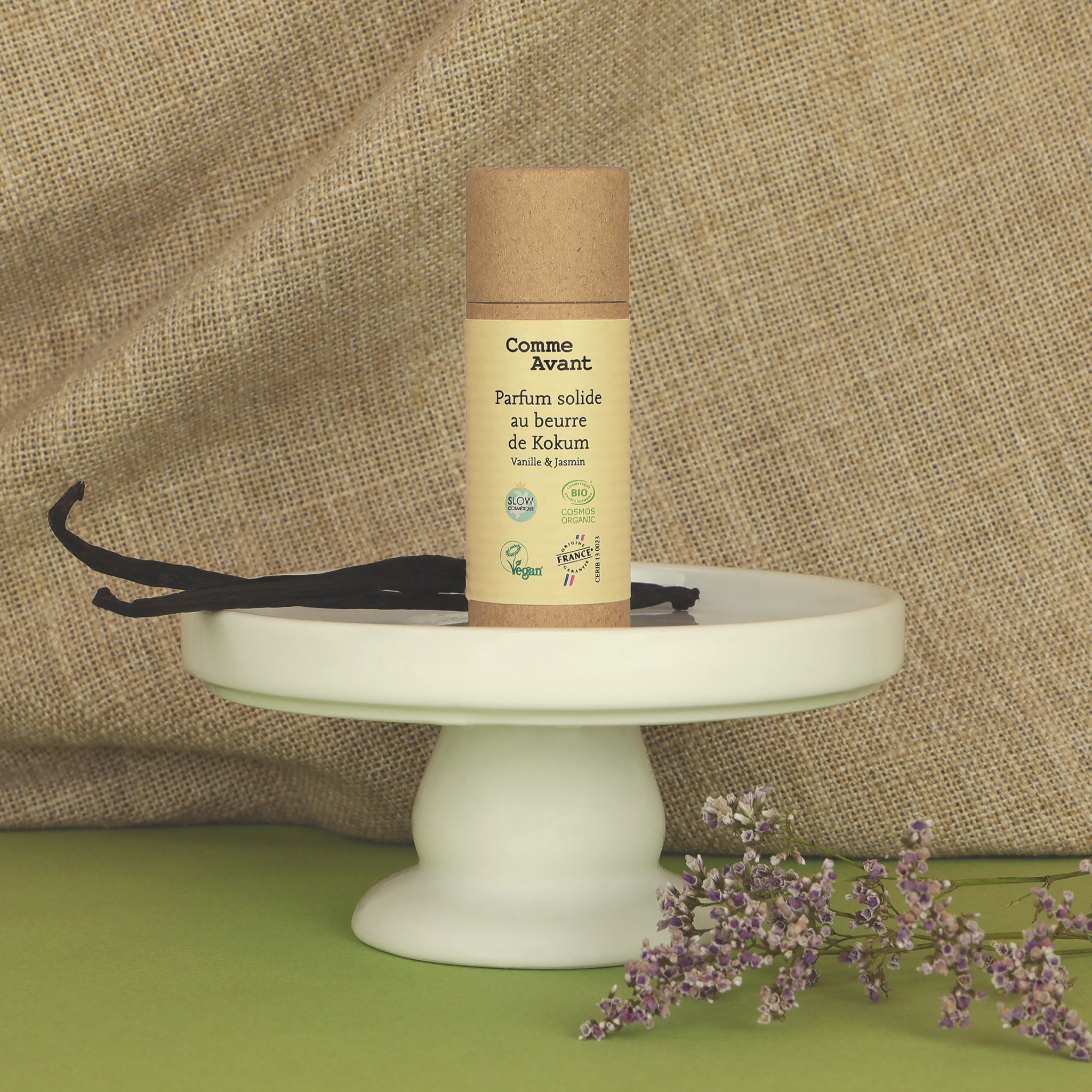 Parfum solide sucré au beurre de kokum – Vanille & Jasmin