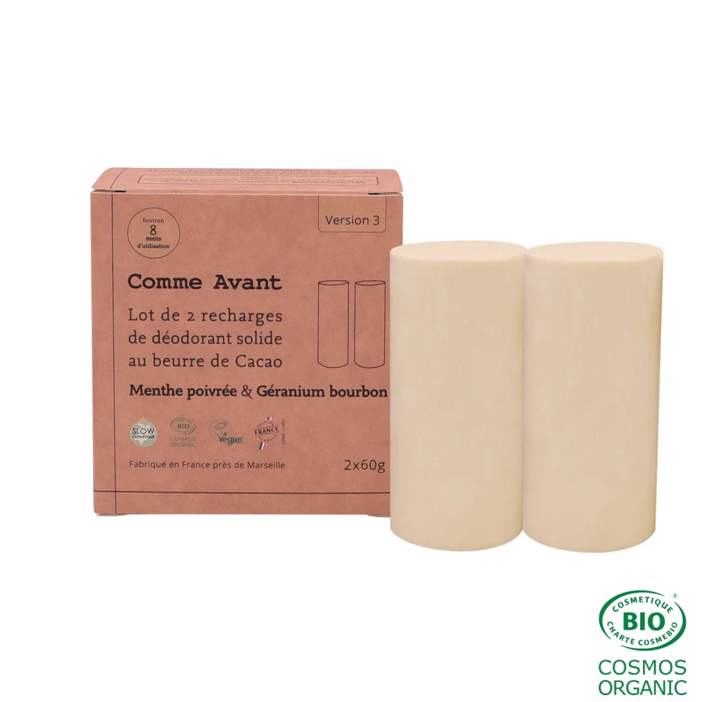Déodorant solide géranium bourbon &menthe poivrée -Lot de 2 recharges